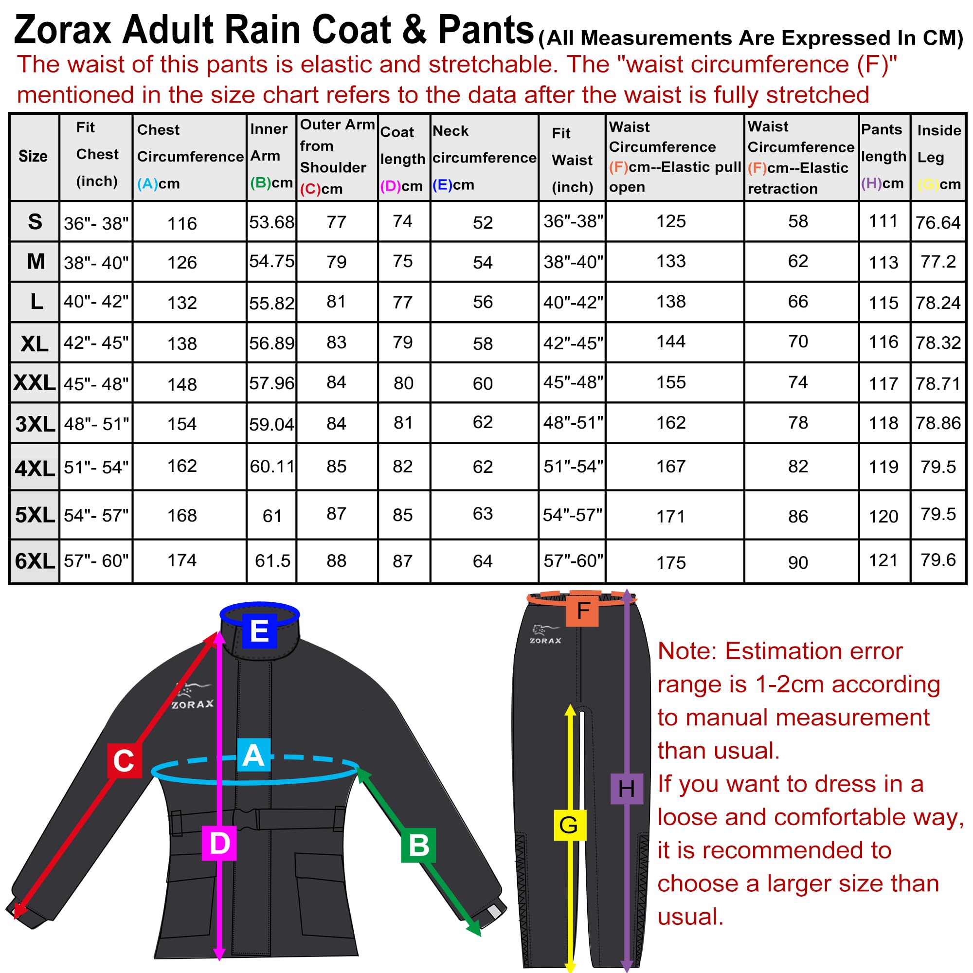 Zorax Imperméable et coupe-vent pour moto - Deux pièces - Veste de pluie - Pantalon de pluie