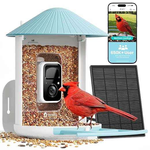 NETVUE by Birdfy Smart Bird Feeder with 2K HD AI Camera Solar Powered, Wireless Wildbird Watching, Live Stream&Color Night Vision, Auto-Capture & Notify, Free Cloud Storage(AI by Subscription)