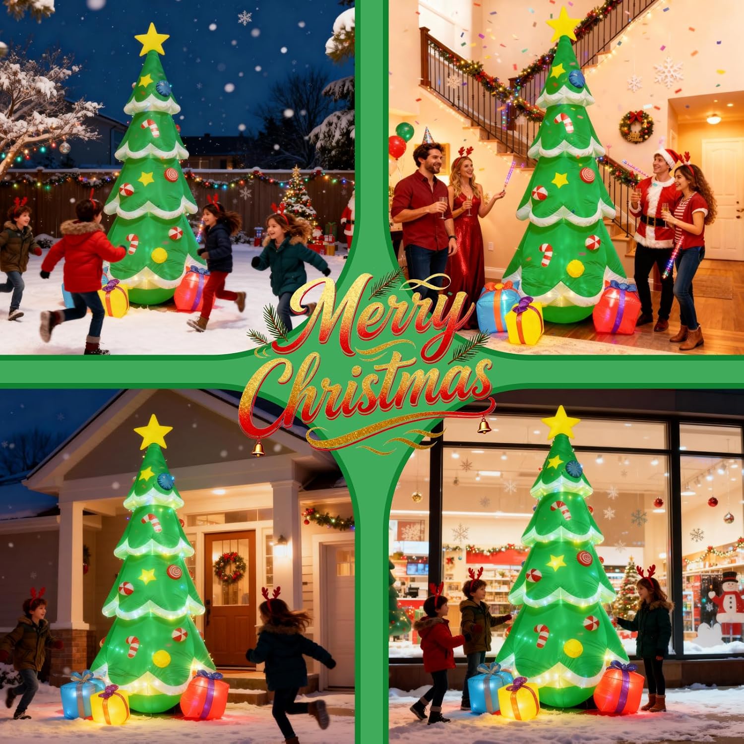 9 FT Christmas Tree Inflatable Outdoor Decoration,Giant Blow up Christmas Tree with 3 Gift Boxes, Christmas Decoration with Built-in LED Lights for Yard, Blow Up Xmas New Year Lawn Decor - Image 5