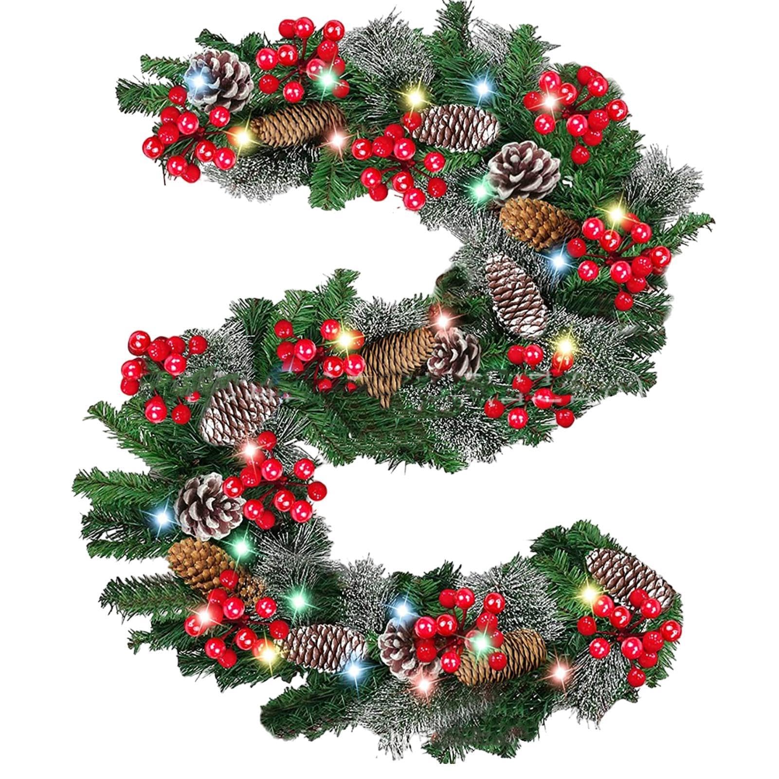 Guirlande de Noël lumineuse en rotin artificiel réaliste pour décoration maison