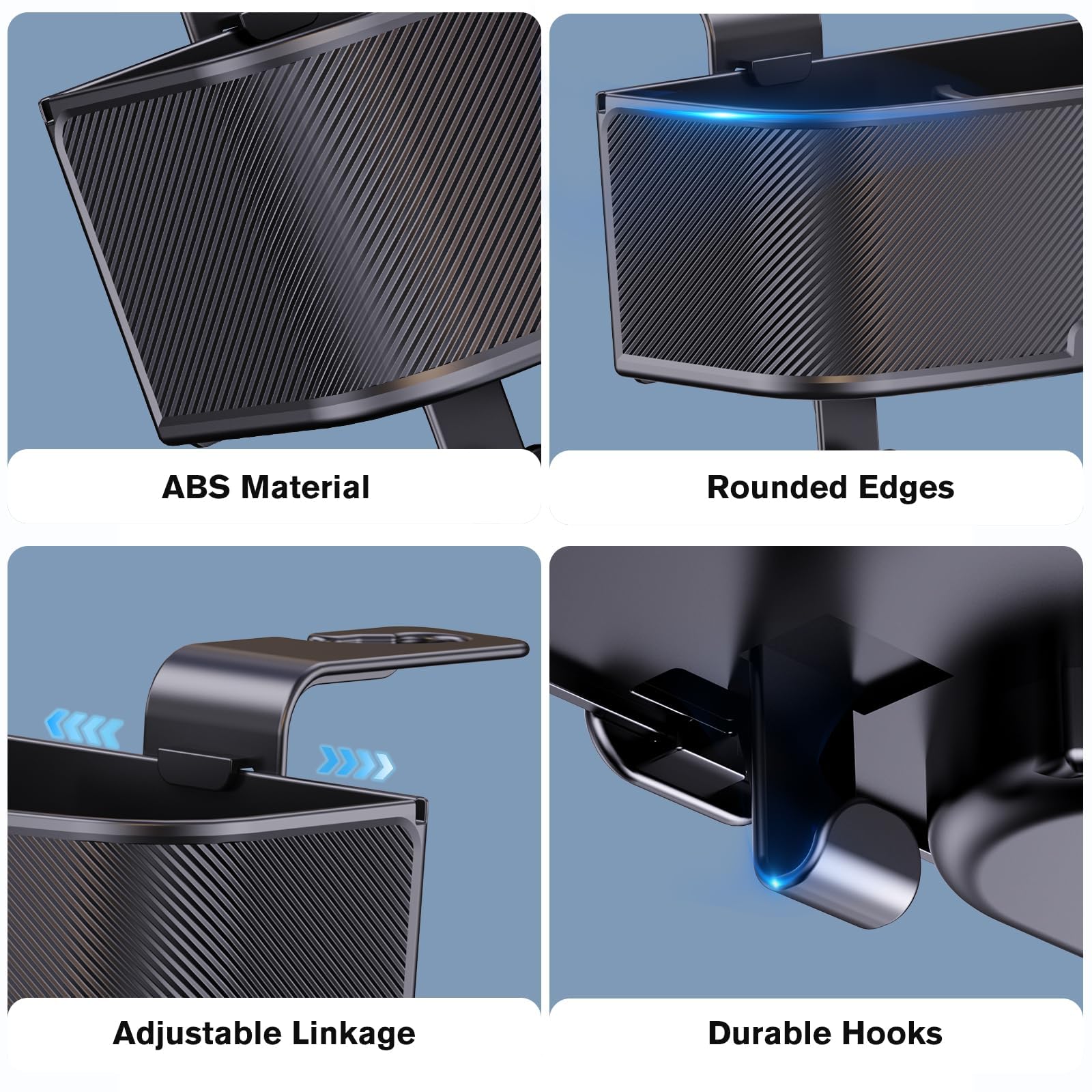 MAGJIEYX Auto Rücksitz Organizer, Multifunktionale Kopfstütze Becherhalter mit starken Haken für Kinder, Passagiere auf der Rücksitzbank, Reise Zubehör 2 Pack