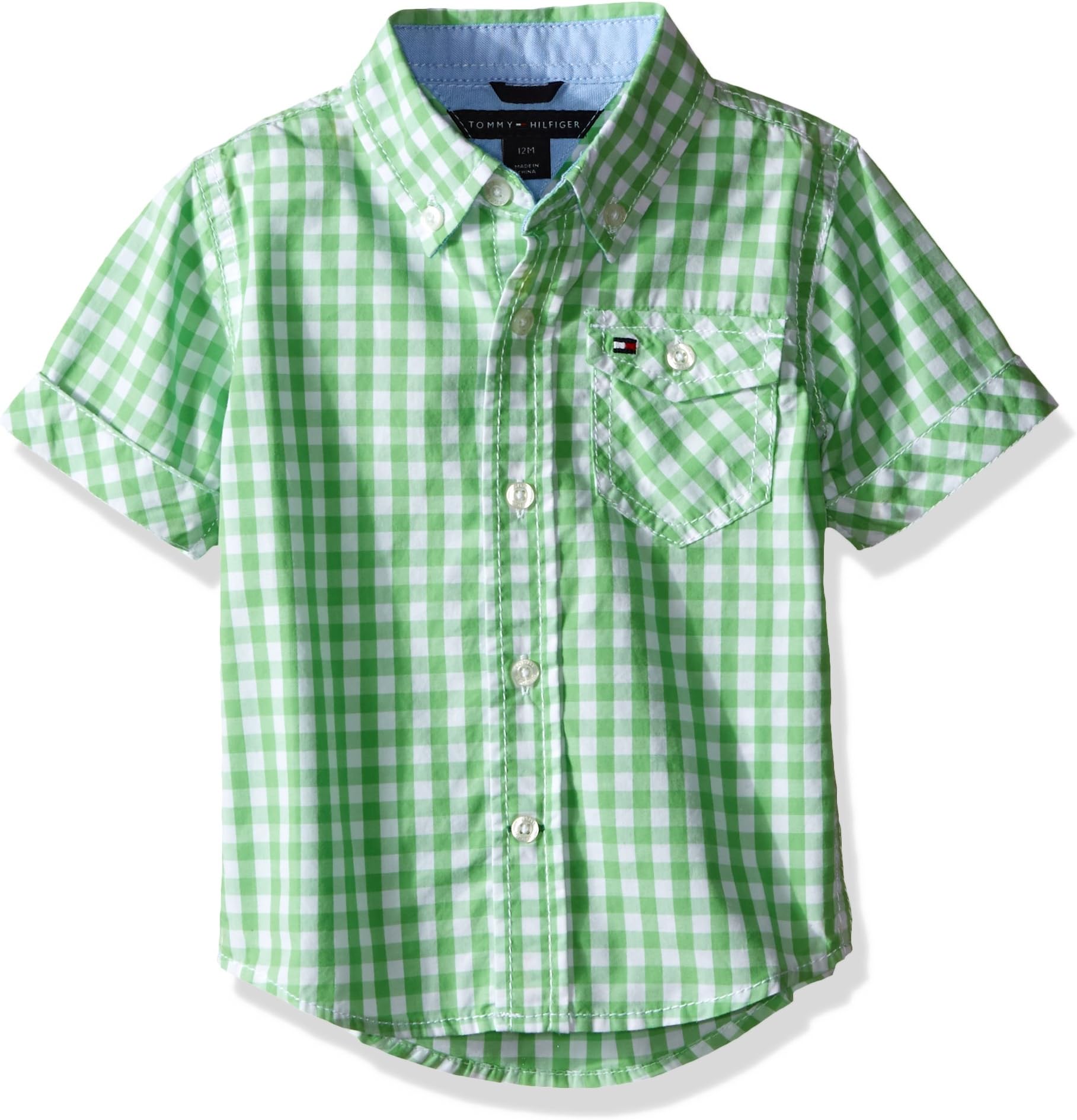 Tommy Hilfiger Boys' Short Sleeve Plaid Woven Shirt