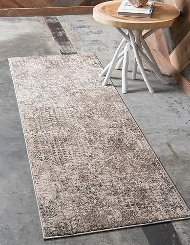 Tapete Unique Loom colección Jardin para múltiples áreas, abstracta, vibrante, Polipropileno, GrisMarrón