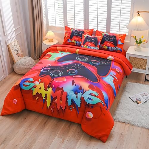 Miniatura 2 de Aimuan Juego de ropa de cama con estampado de consola de videojuegos en 3D para niños, consola de juegos, botones de acción, controlador de juegos