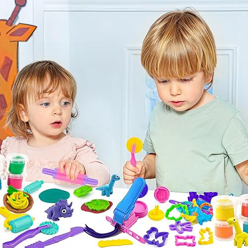 Miniatura 6 de 38 herramientas de masa para niños  Juego de accesorios de arcilla para modelar pastel con cortador de pizza, rodillo, tijeras de seguridad, prensa