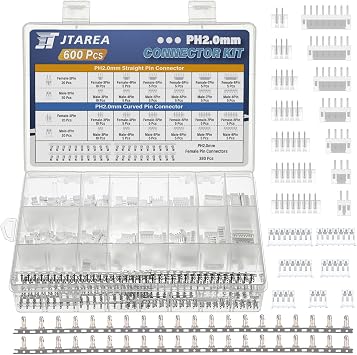 29Values 600PCS JST PH 2.0 MM Connector Kit 2.0MM 2 3 4 5 6 7 8 Pin Female Male Housing Jst-ph Female Pin Connectors