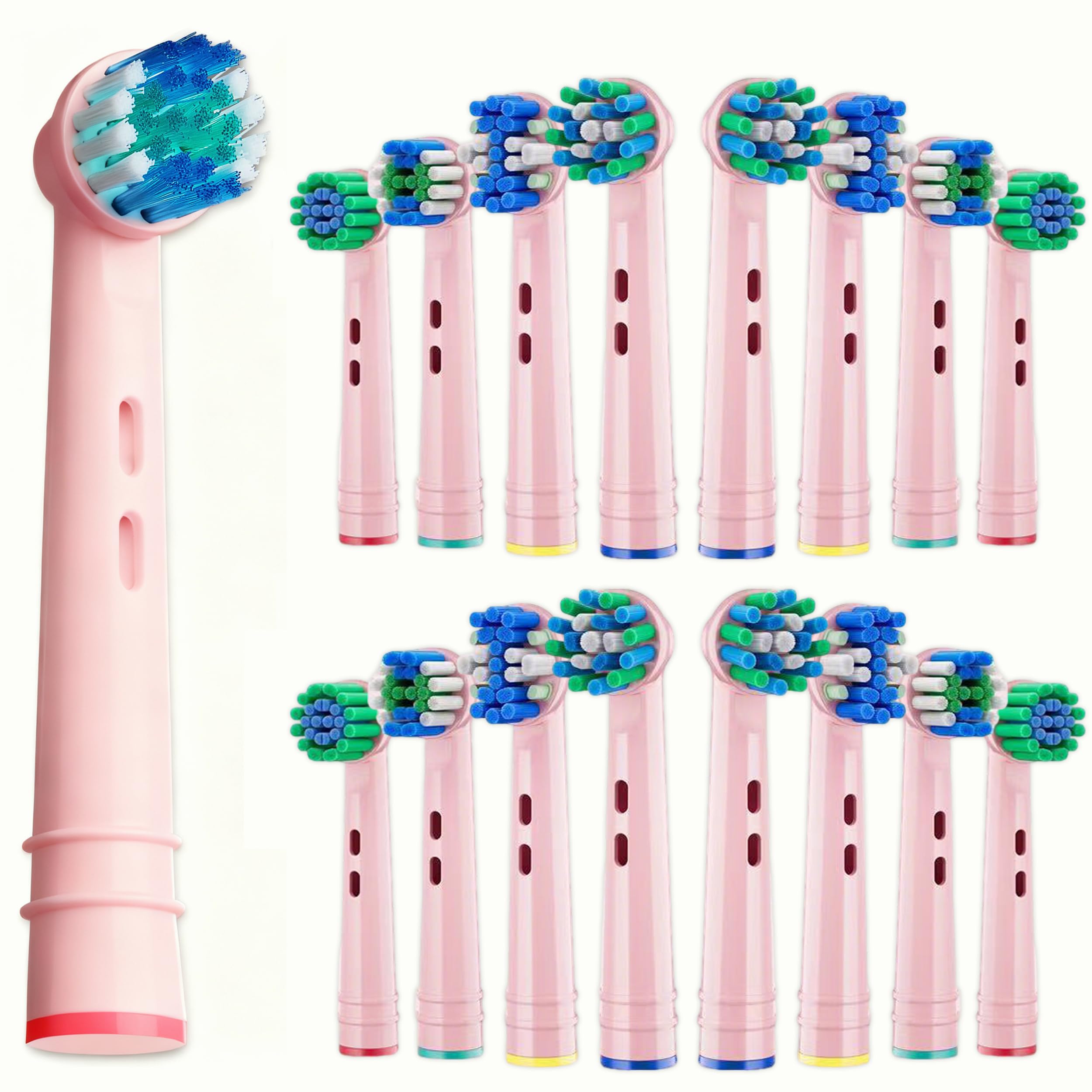 Replacement Brush Heads Compatible with Oral-B Pink Color-Matched for Pro 1000 Pink Handle Fits Pro 500 1000 1500