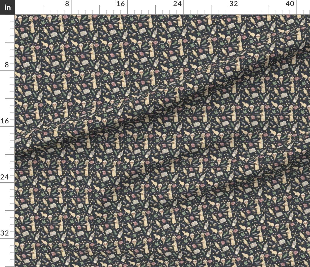 Spoonflower Fabric - Tiny Illustration Plague Doctor Rat Medieval Black Death Printed on Petal Signature Cotton Fabric by The Yard - Sewing Quilting Apparel Crafts Decor