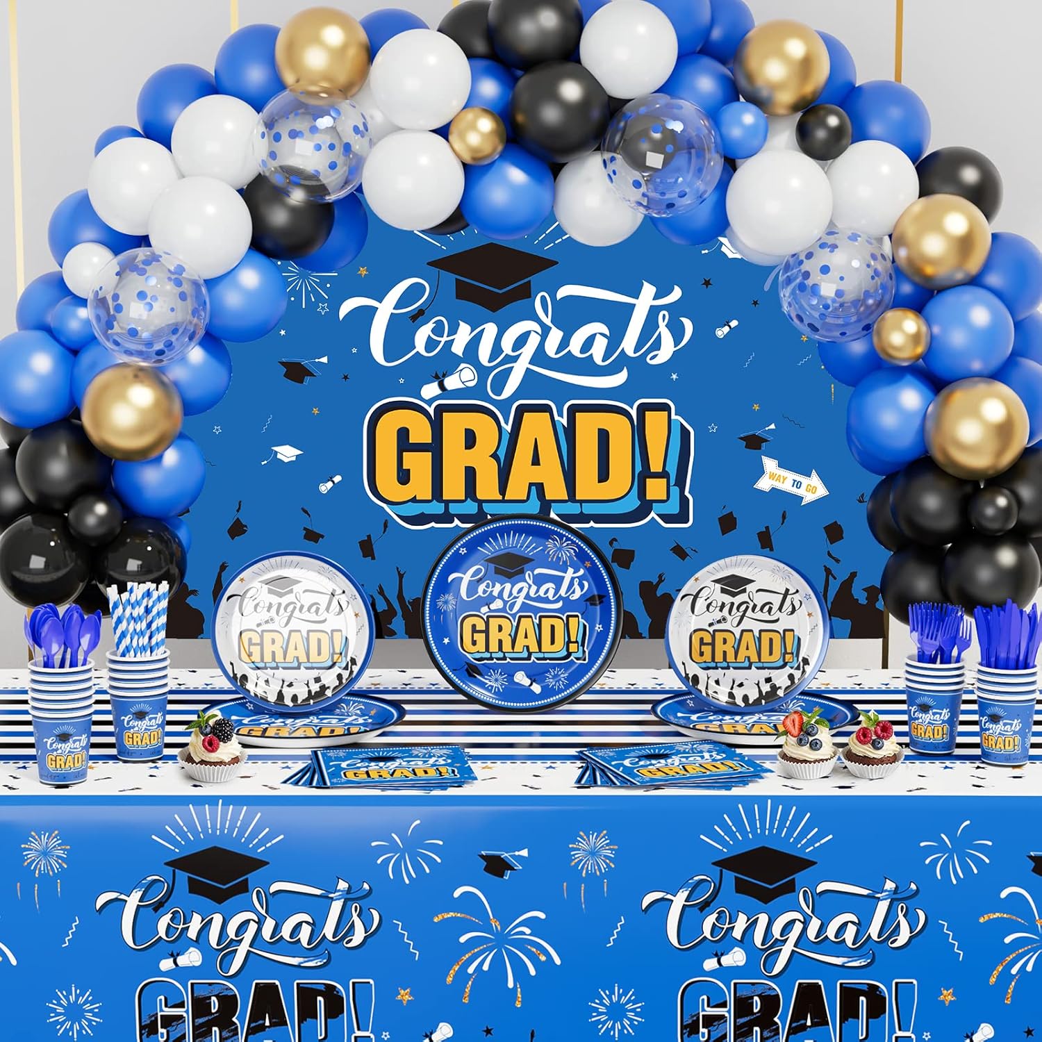Graduation Decorations Class of 2024 278pcs Blue