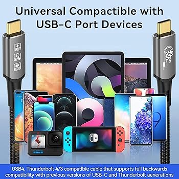 Amazon.com: USB4 Cable with Thunderbolt 4, 240W Charging
