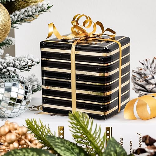 Vista 126 de LeZakaa Mini rollo de papel de regalo de Navidad azul, muñeco de nieve, reno, bola de cristal, árbol de copo de nieve, papel de regalo metálico