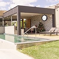 Vista 6 de Reloj grande de 16 pulgadas para exteriores, impermeable, con termómetro, reloj de pared retro para patio, piscina, jardín, hogar, bronce