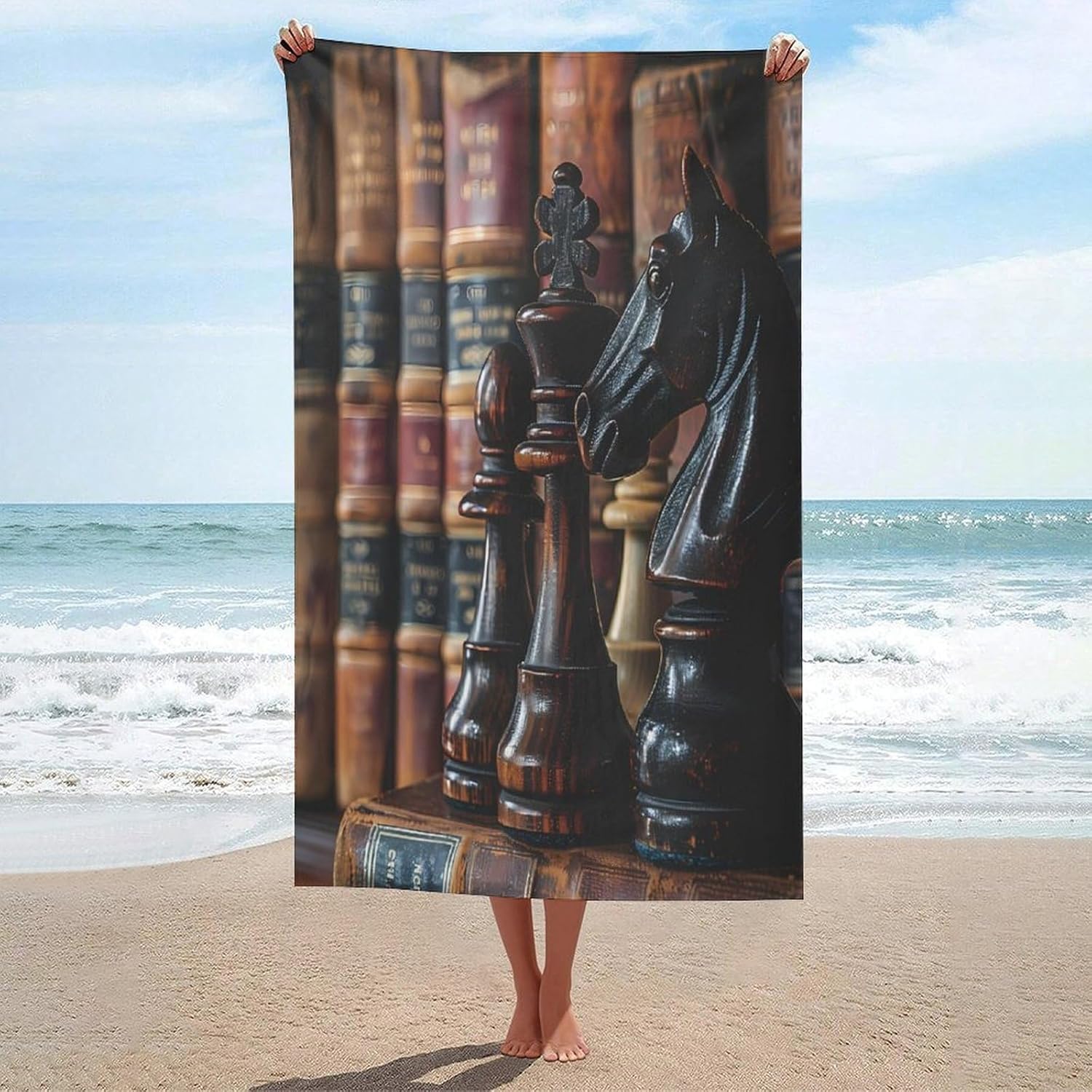 Chess Library Bath Towel Beach Towels Quick Dry Oversized Bath Blanket Highly Absorbent Towel for Women Men 160x80cm