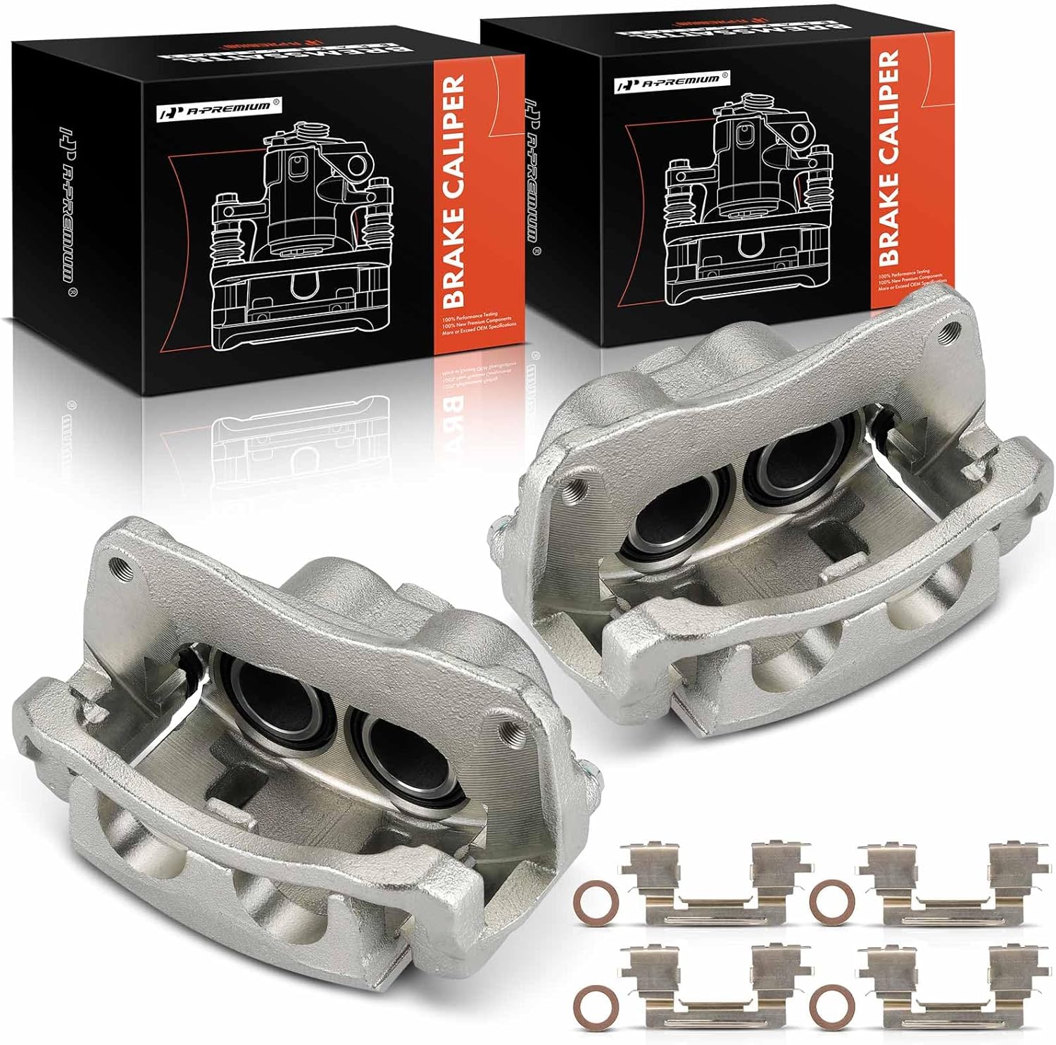 A-Premium Disc Brake Caliper Assembly with Bracket Compatible with Select Lexus Models - ES300 2002-2003, ES330 2004-2006, V6 3.0L, V6 3.3L - Front Driver and Passenger Side, 2-PC Set