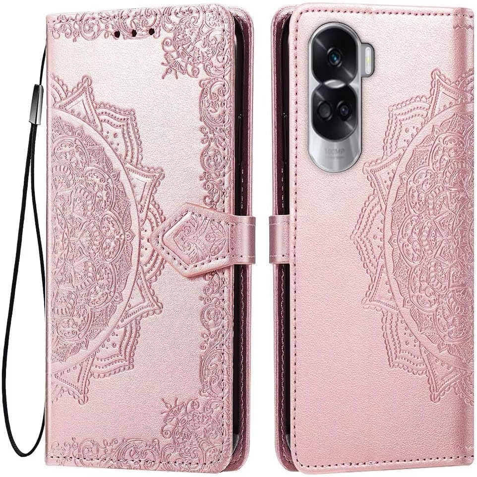 GOKEN Cover Per Honor 90 - Custodia Flip Portafoglio In PU Con Slot Carte, Supporto E Chiusura Magnetica - Blu Con Motivo Gatto E Albero