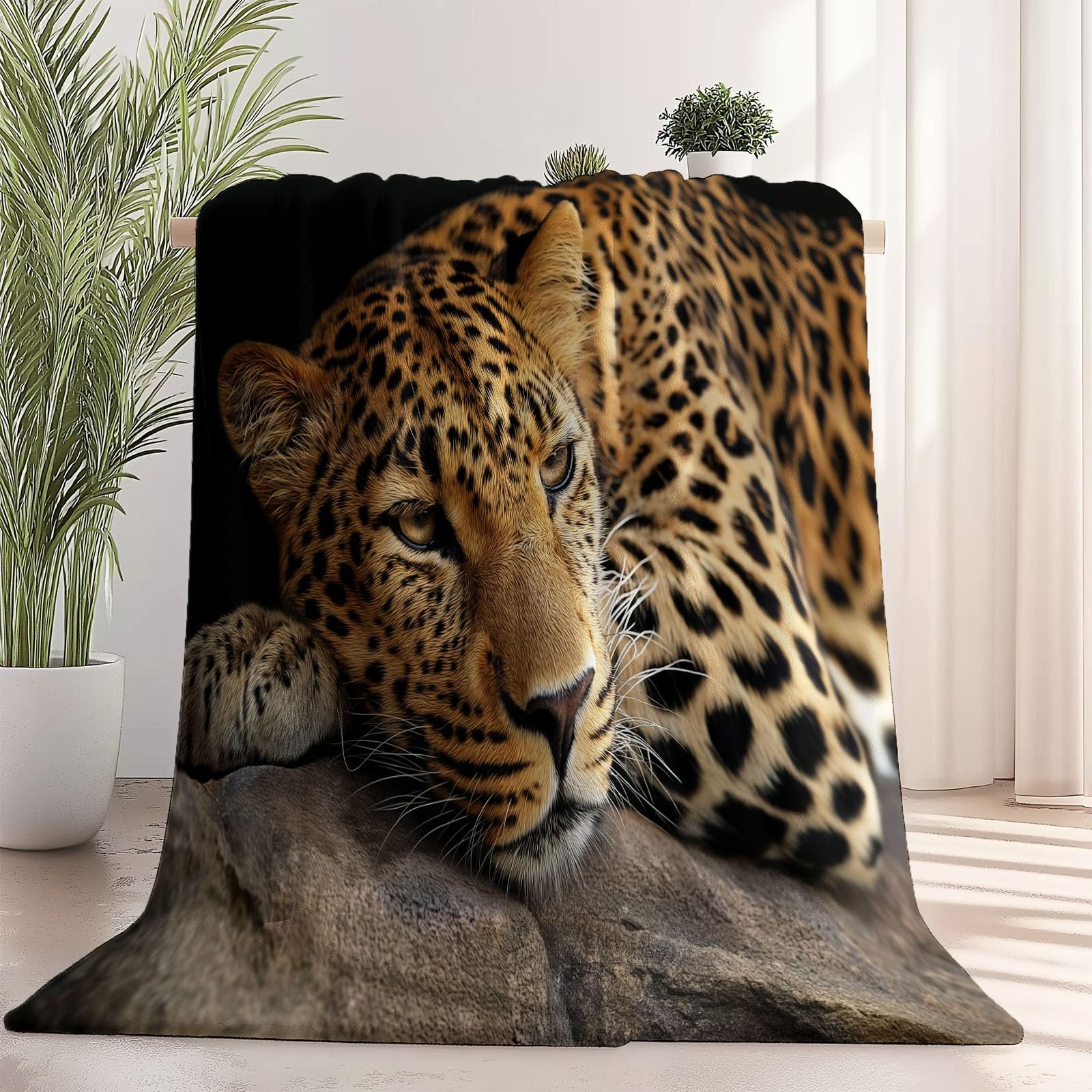 Decke Flanell 150 x 200 cm Geschenke für Frauen und Männer - Natur Tiere Fotografie Leopard Witzige Geschenke für Freunde zu Weihnachten und Geburtstag, Braunes