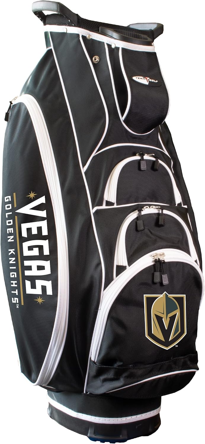 Team Golf NHL Vegas Golden Knights Albatross Golf Bag Lightweight, 10-Way Club Divider, Spring Action Stand, Insulated Cooler Pocket, Velcro Glove and Umbrella Holder & Lift Assist Handles
