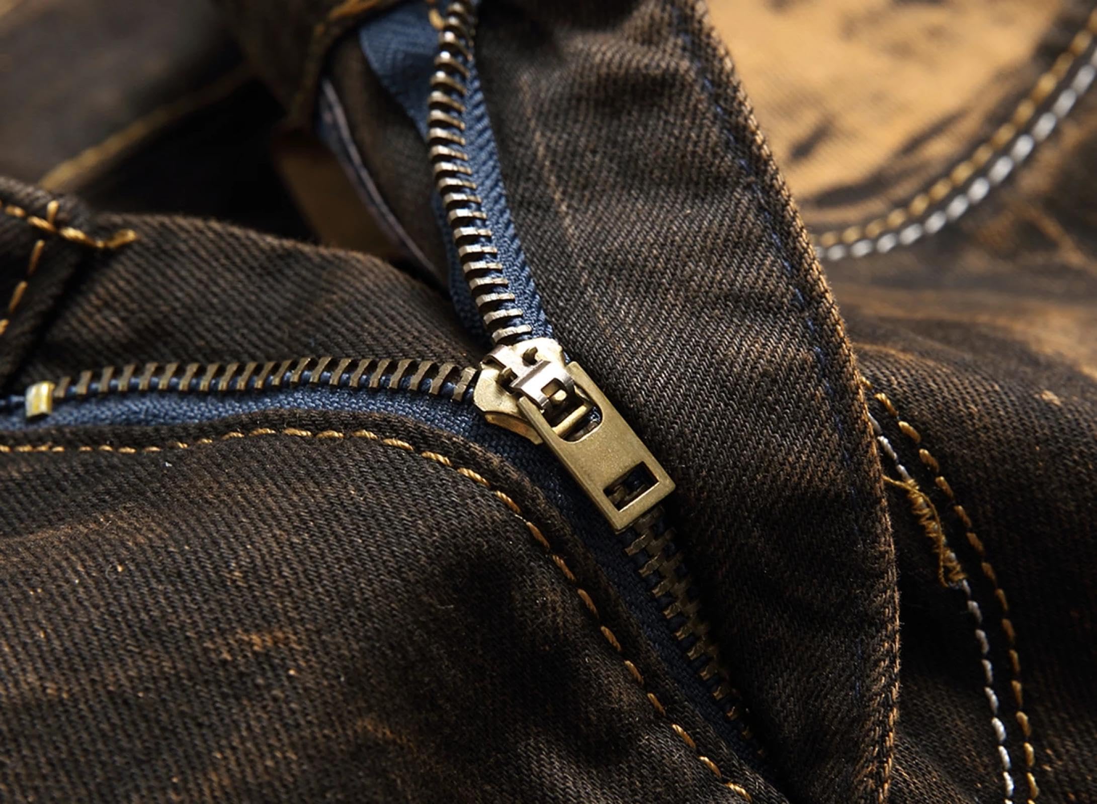 Jeans Pantalon Herren-Patchwork-Jeans Streetwear Geradbein-Slim-Fit Vintage-Distressed Motorrad-Denim-Hosen Männer