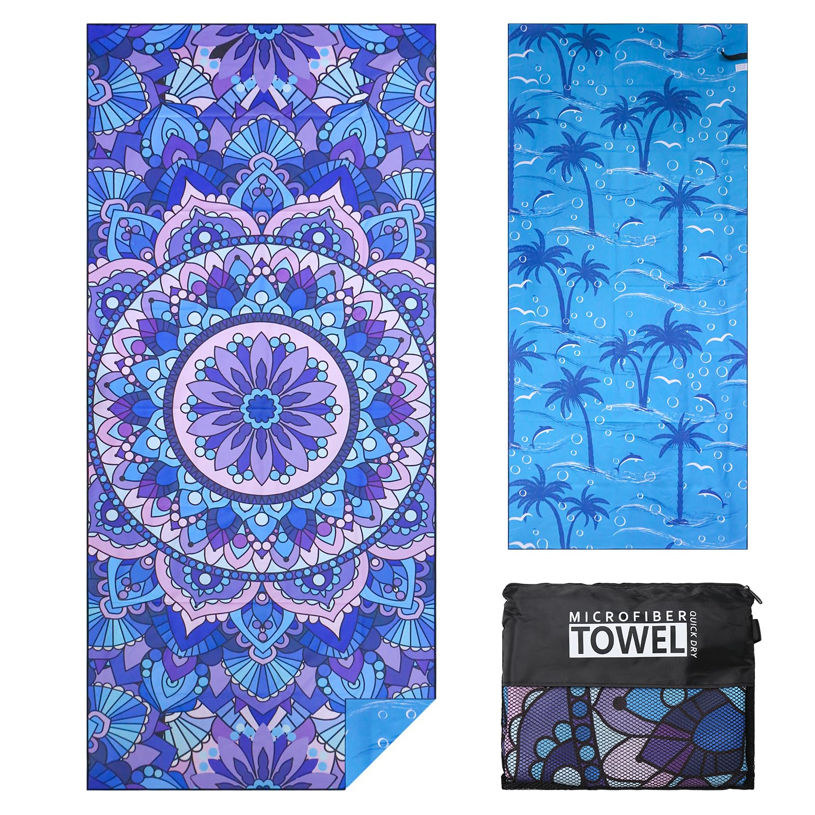 Telo Spiaggia Microfibra 80x180cm - Asciugatura Rapida, Leggero, Con Borsa Rete - Foto 3