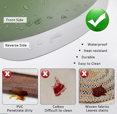 Miniatura 5 de Juego de 6 manteles individuales y posavasos de piel sintética de doble cara, modernos lavables, redondos, para cocina, comedor, resistente al