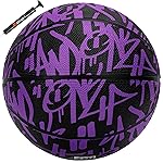 AND1 Fantom Graffiti 28.5 Rubber Basketball - Intermediate Streetball for Indoor/Outdoor Play, Size 6 Includes Pump
