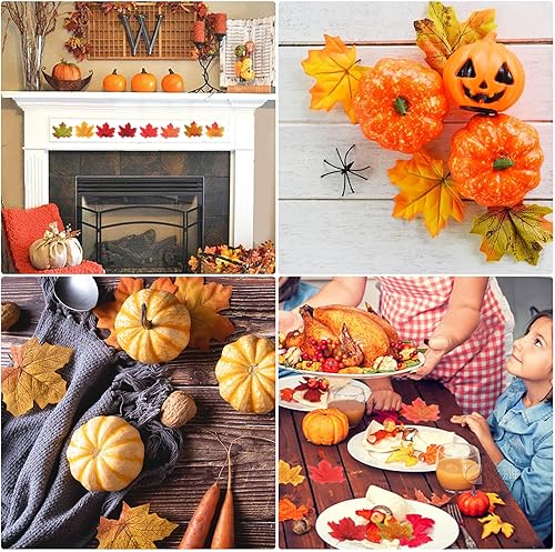 Miniatura 5 de WD&CD 400pcs Autumn Leaves, Artificial Autumn Fall Maple Leaves Multi Color, Autumn Fake Fall Leaves Table Scatters for Fall Weddings Autumn