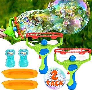 RACPNEL 2 Pack Bubble Machine Bubble Guns for Kids & Toddlers, Bubble Blower with Bubble Wand Making Small Bubble in Giant Bubble, Handheld Bubble Makers, Outdoor Bubble Toys & Games for Kids Toddlers
