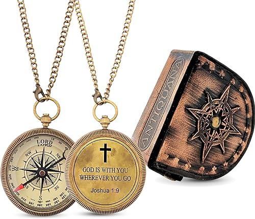 Brass Compass in Wooden & Leather Case - 2025 Graduation Gift for Him, College, High School, Birthday Gift for Son, Boys, Daughter, Inspirational,