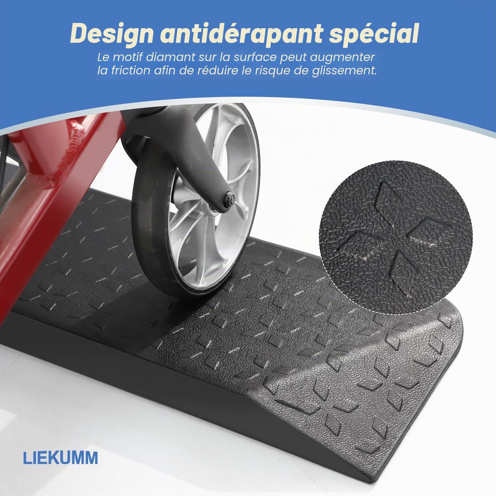 LIEKUMM Rampe de seuil de porte en caoutchouc antidérapante - 2,5 cm - Motif étoile polaire - 1000 kg