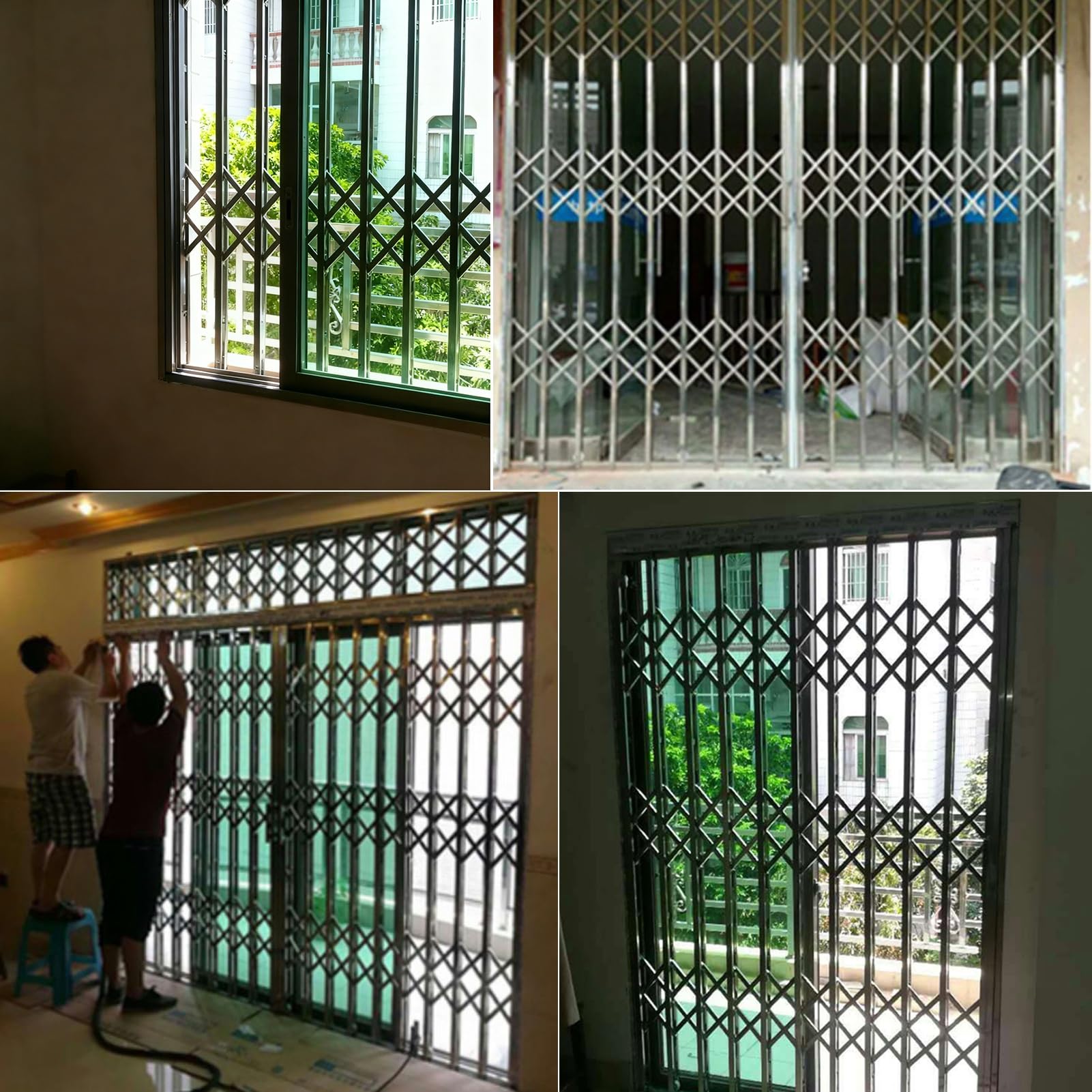 Reja de Seguridad Inoxidable para Ventanas y Puertas Corredizas, Barra de Protección para Garajes, L60xH80cm (24x32 in) - Seguridad y Estilo en tu Hogar.