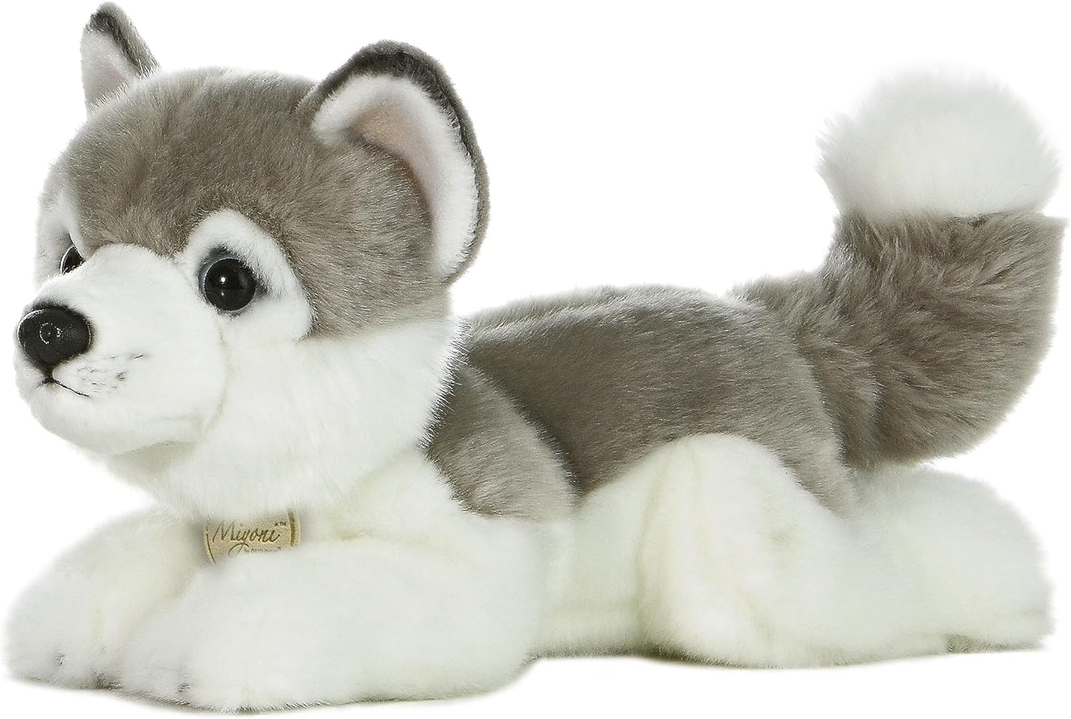 Aurora® Realistic Miyoni® Husky Stuffed Animal - Lifelike Details Make a Cherished Companion - Perfect for Decorating Bedrooms or Classrooms - Gray 11 Inches
