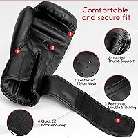 Vista 3 de Guantes de boxeo para niños y niñas, guantes de entrenamiento de boxeo juvenil para niños de 3 a 15 años, guantes de boxeo para sparring para niños