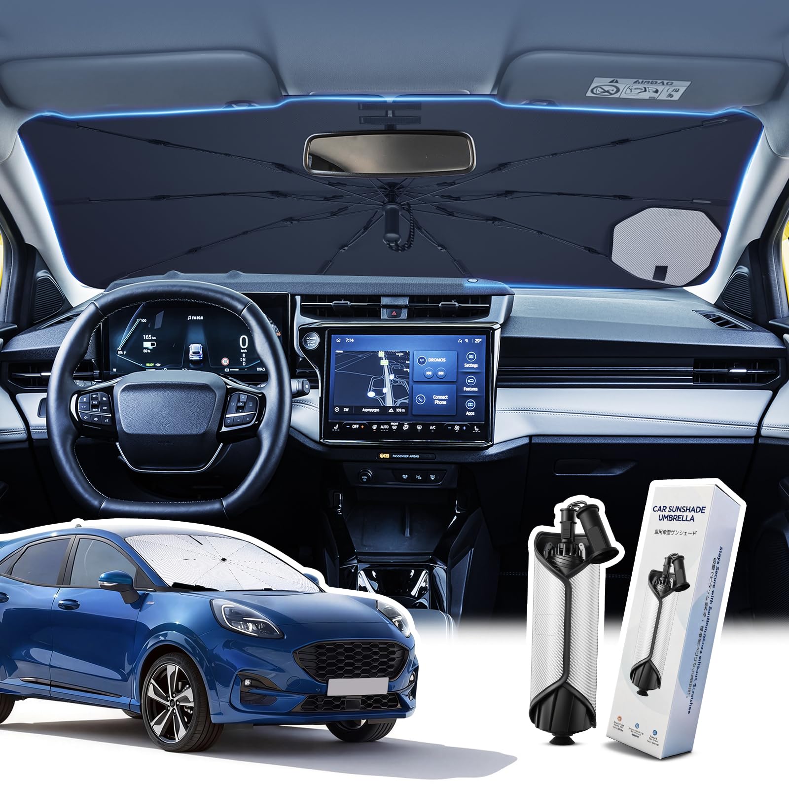[Aggiornato] Parasole per Parabrezza Ford Puma 2020-2026, Parasole Pieghevole Blocca Raggi UV & Calore, Protezione Visore Solare Facile Installare e Piegare, Accessorio Estate