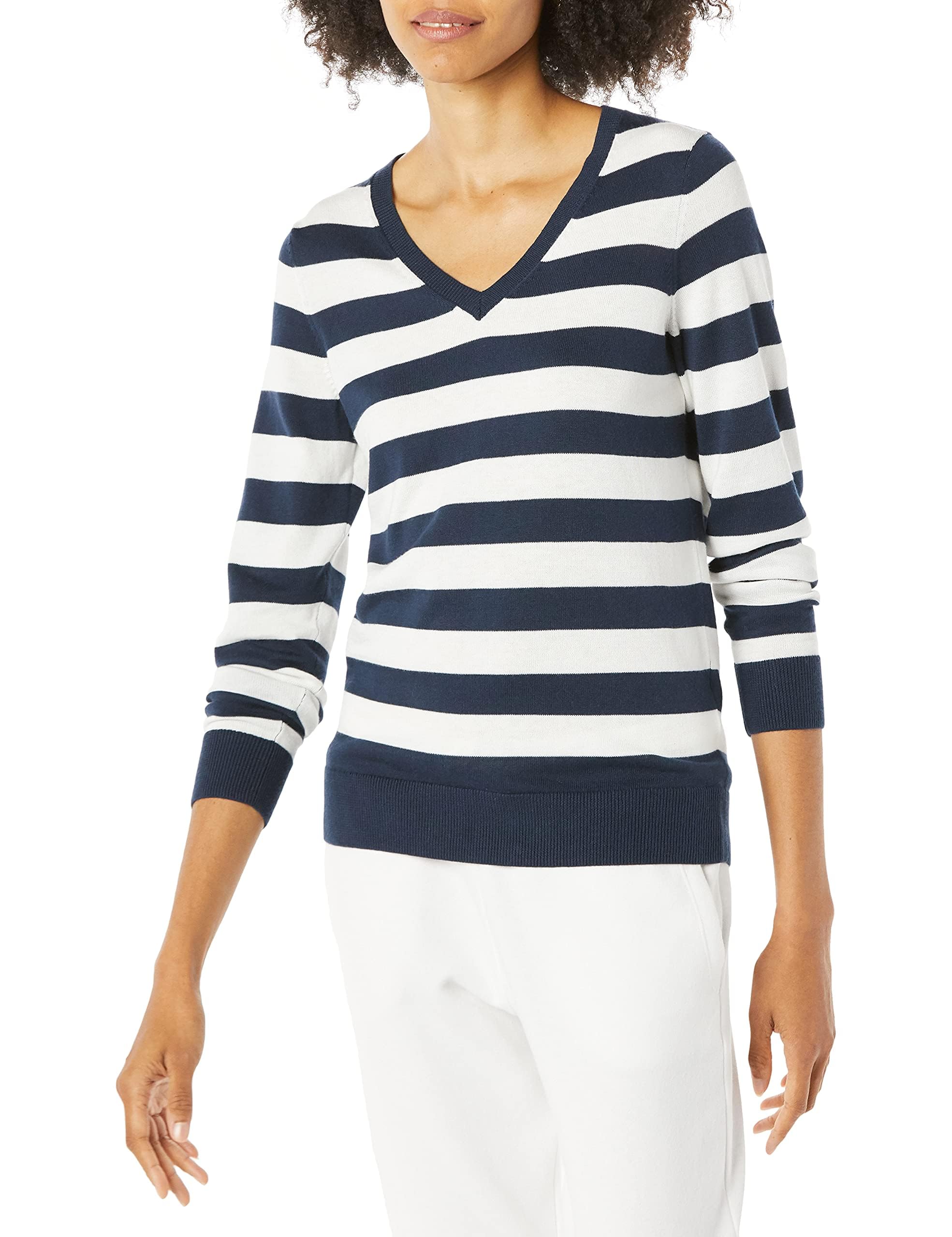 Amazon Essentials Damen Regular-Fit Leichter Langarm-Pullover V-Ausschnitt (In Übergröße Erhältlich)