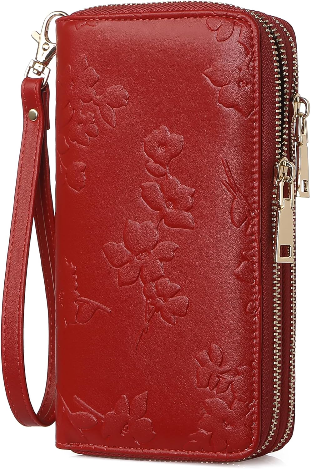 yiijay Womens Wallet RFID Blocking Large Capacity Vegan Leather Double Zip Wristlet Wallet Card Holder Travel Ladies Clutch