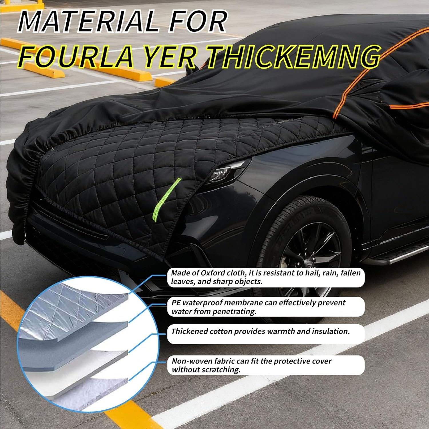 Hail Protector Car Cover 2-in-1, Car Snow Cover Compatible with Jeep Wrangler JK JL 2 Doors 2007-2025, Thickened Waterproof All Weather Custom Hailproof k497r
