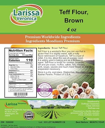 Teff Flour, Brown (4 oz, ZIN: 526200) - 2 Pack