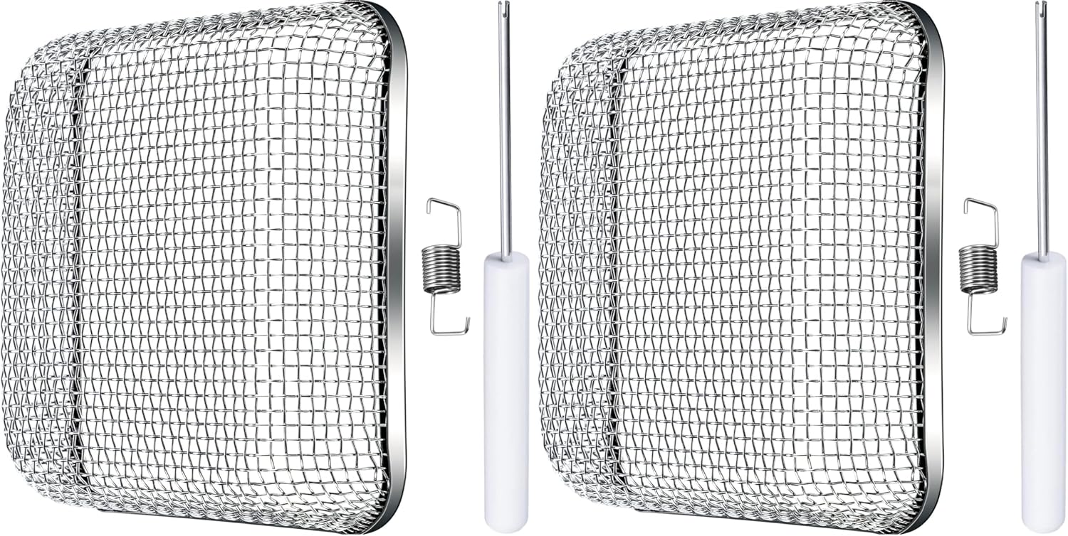 Tatuo Flying Insect Screen RV Furnace Vent Cover Water Heater Vent Cover Stainless Steel Mesh with Installation Tool (8.5 x 6 Inch)