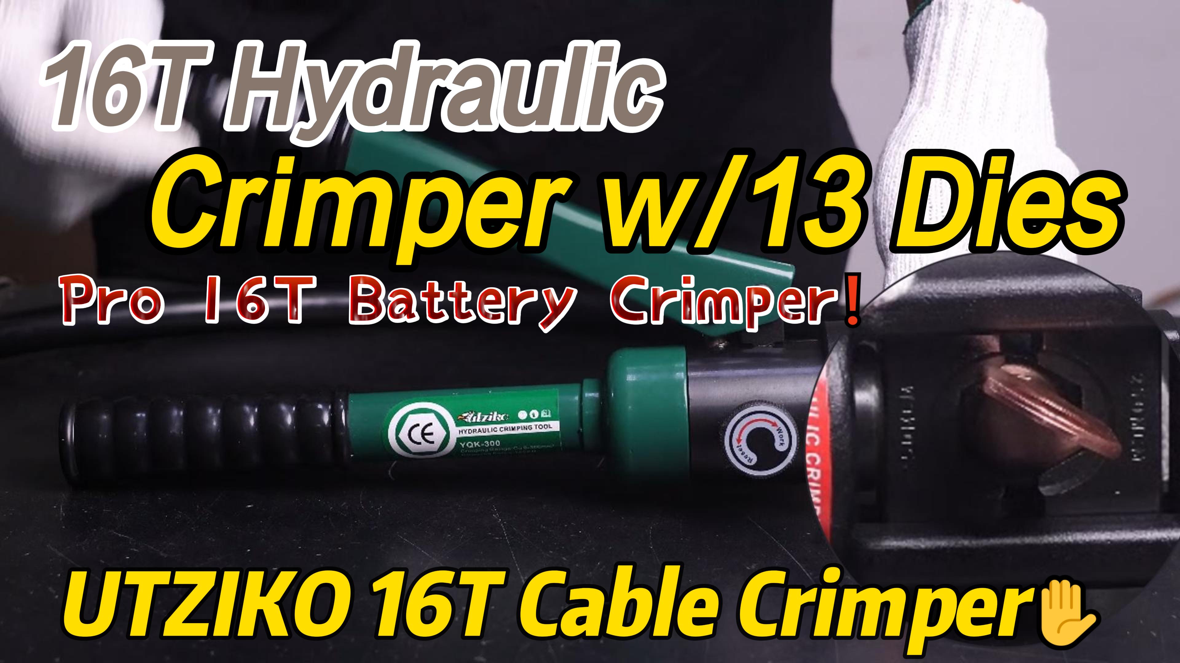UTZIKO 16 Ton Hydraulic Wire Crimper Battery Cable Lug Terminal