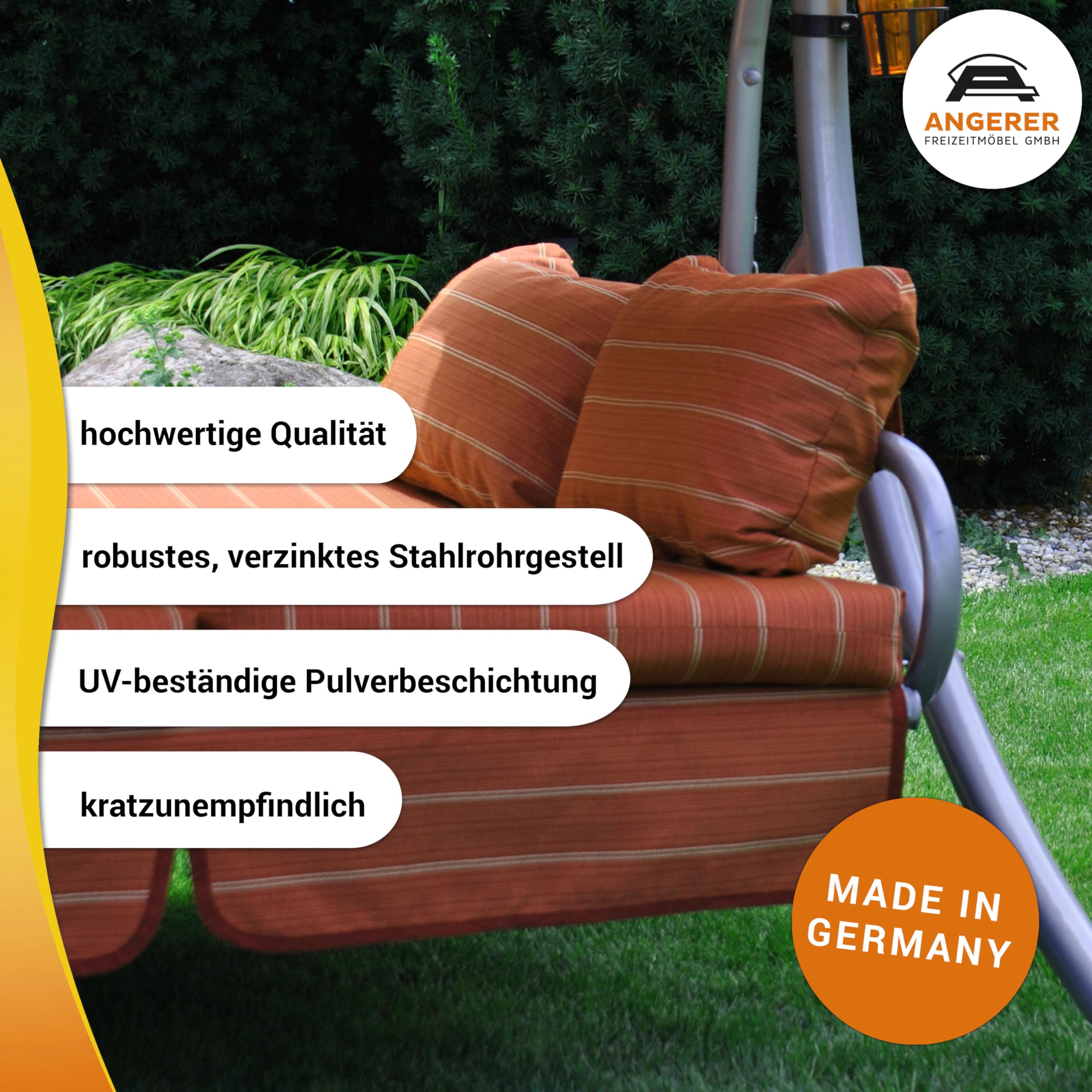 ANGERER Hollywoodschaukel Ibiza Bordeaux-Creme gestreift