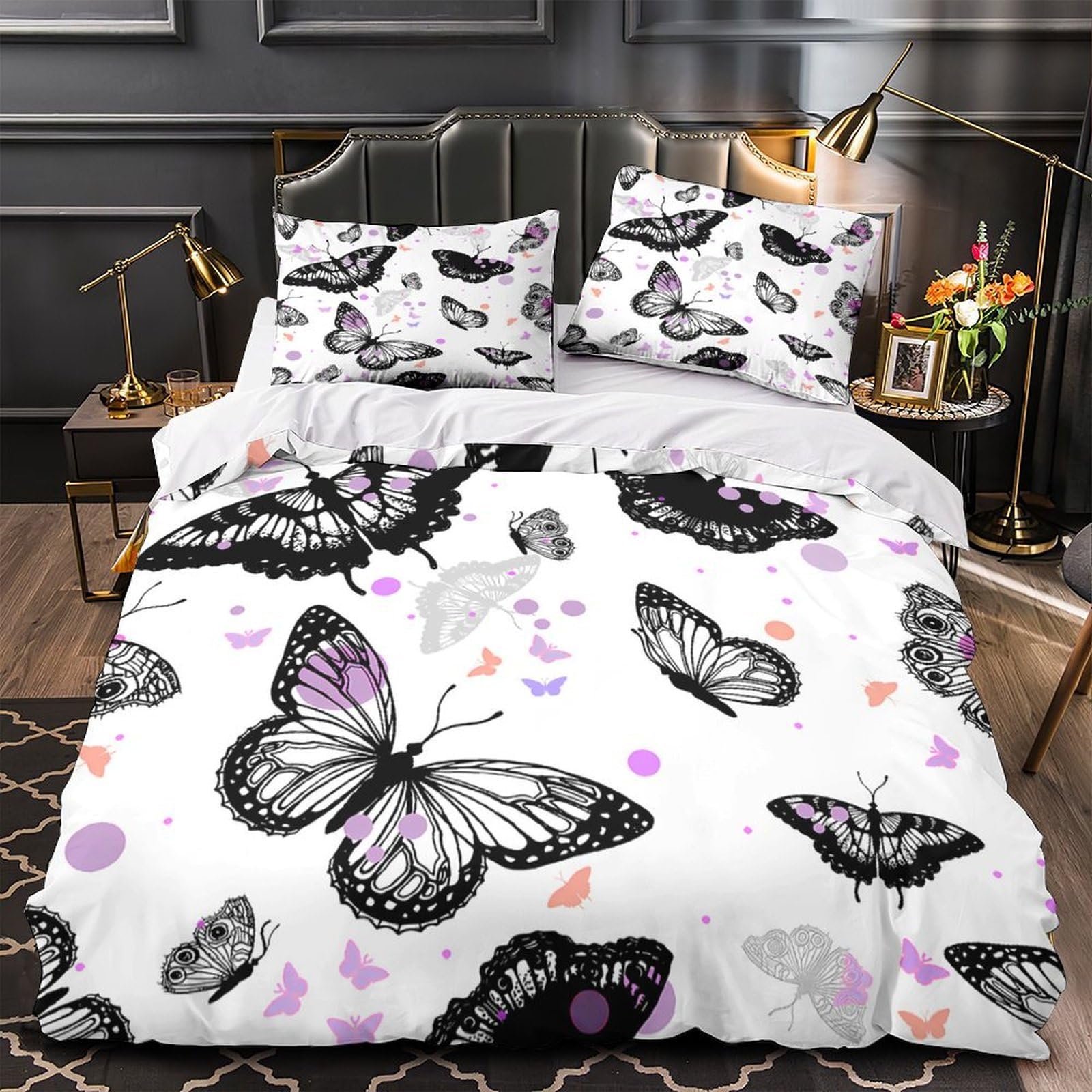 Housse de couette 3D en microfibre ultra douce résistante et infroissable pour grand lit