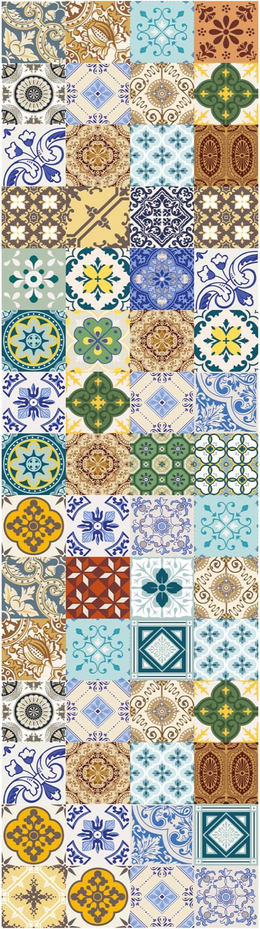Huella Deco h1002-ru-s Maiolica Rug Runner Mat Floor, Vinyl, 50 x 140 cm