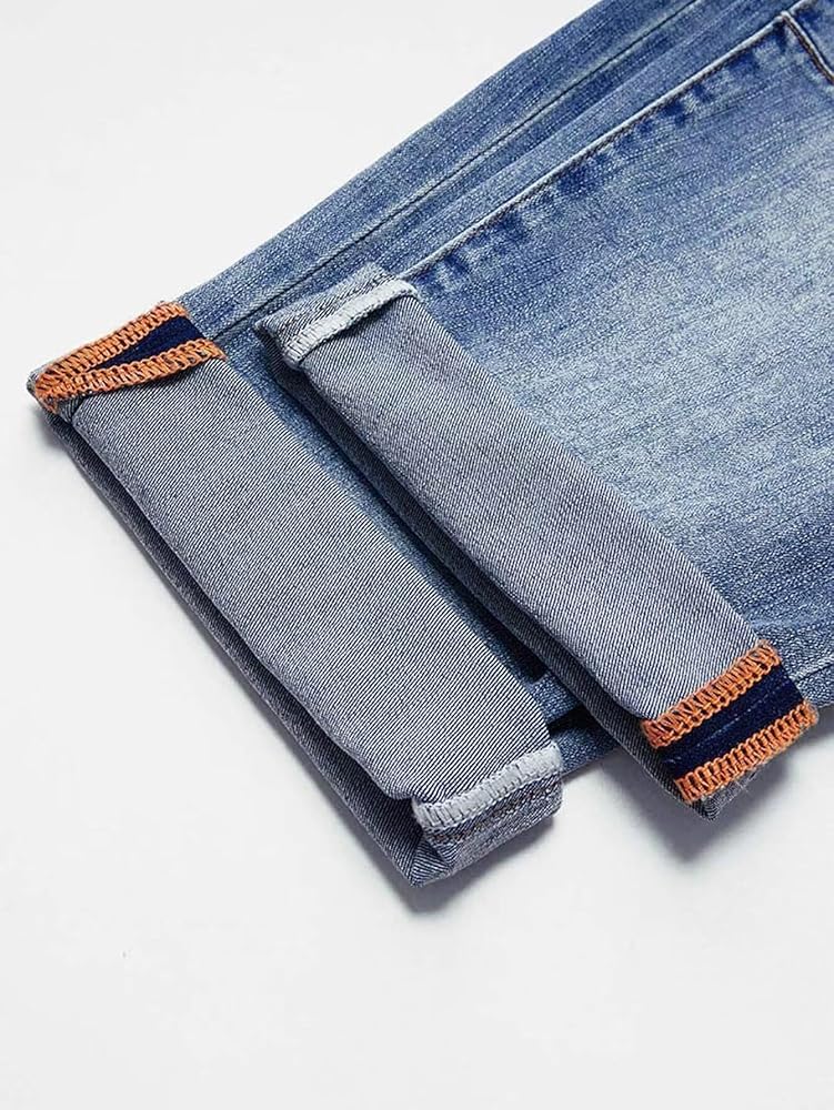 Flamingals Women's Stretchy Straight Leg Casual Mid Rise Jeans