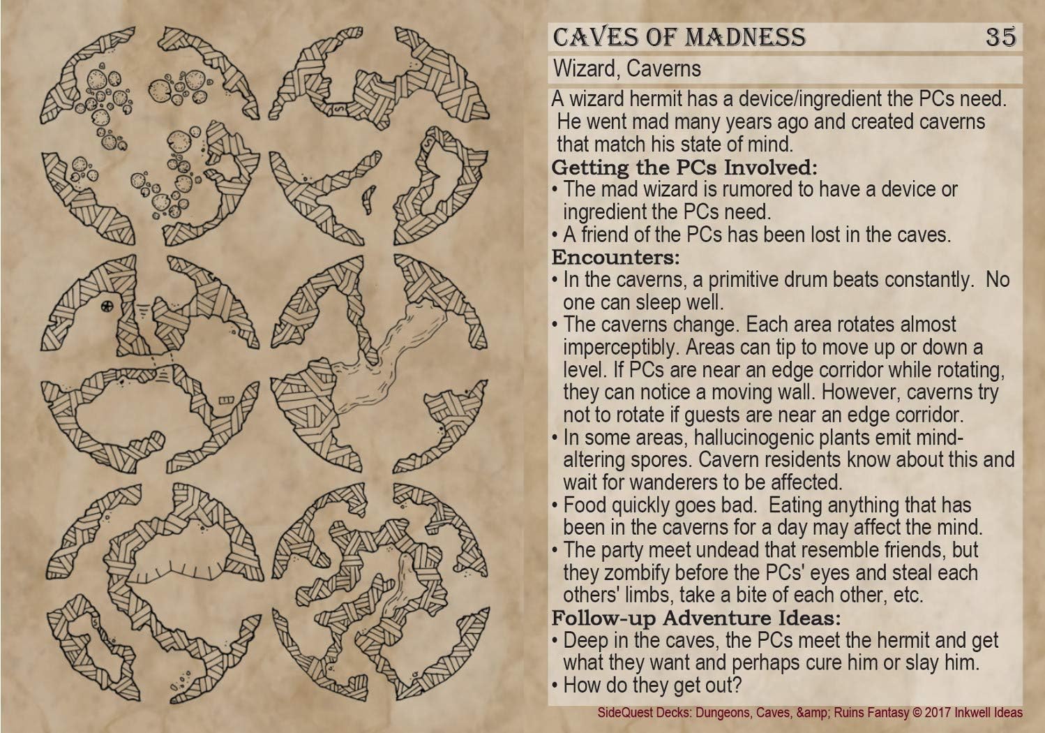 Sidequest Decks : Dungeons Caves Ruins Fantasy