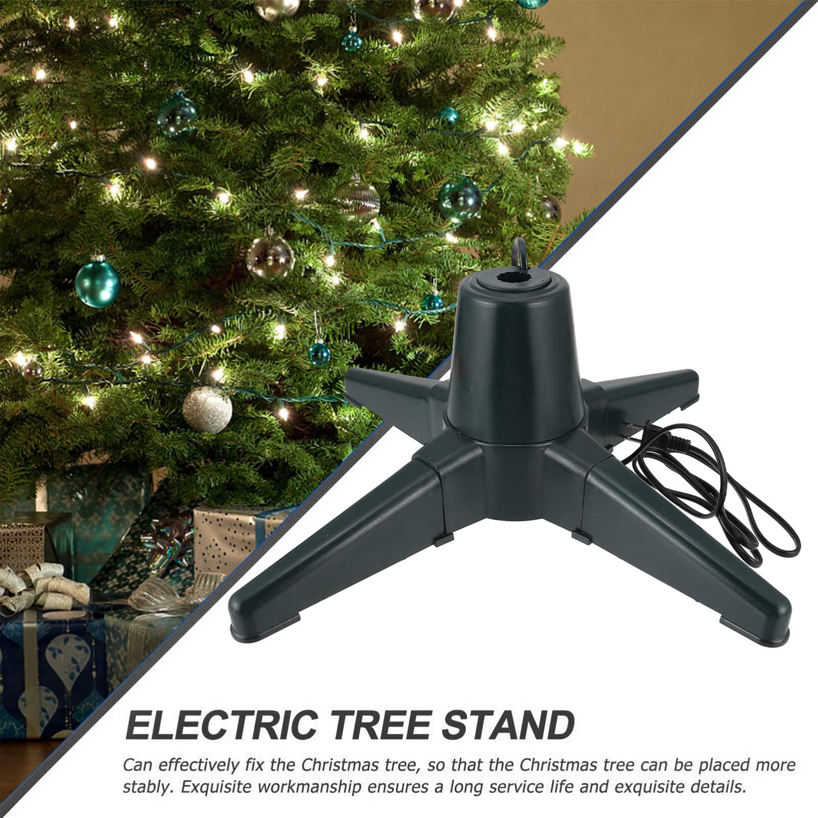 Soporte de Base de árbol Giratorio eléctrico, Soporte de árbol de Navidad Giratorio de 360°, Base de decoración de árbol de Navidad Resistente, para decoración de árbol de Navidad 50cm