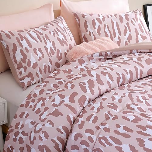 Miniatura 2 de JANZAA Juego de edredón tamaño matrimonial, juego de ropa de cama con estampado de leopardo beige, elegante y elegante estampado de guepardo, ropa