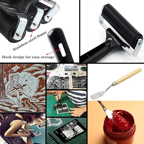 Miniatura 5 de HRJZF Rodillos de goma suave para manualidades, rodillos de sujeción para grabado, brocha, aplicador de tinta, herramienta de pintura al óleo,