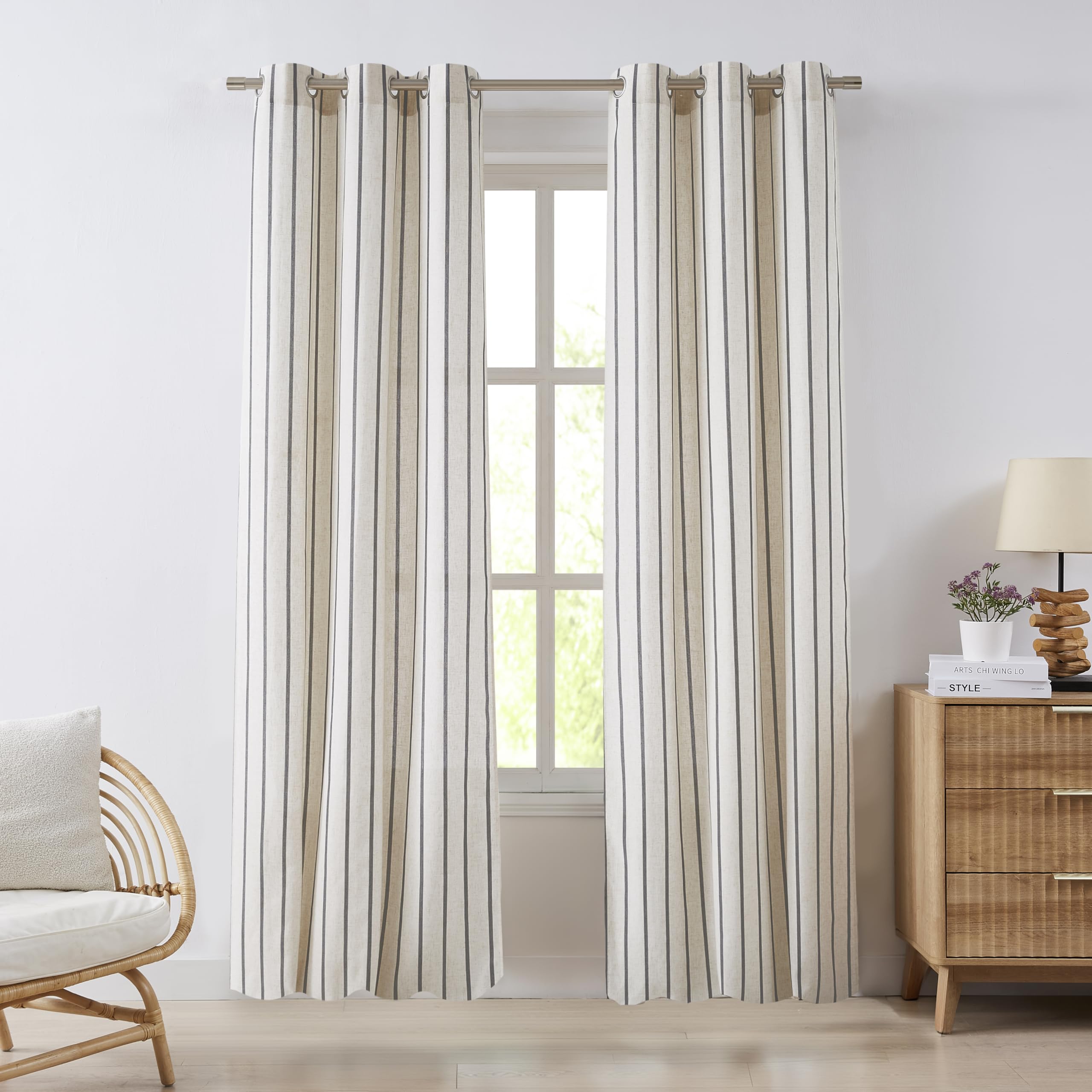 Bapawfish Black Stripe Curtains 84 Inches Long for Bedroom Living Room