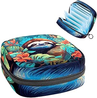 RODAILYCAY Cute Sloth Menstrual Pad Purse for School, Tampons Collect Pouch for Women Girls, Soft Sanitary Napkin Disposal Bags
