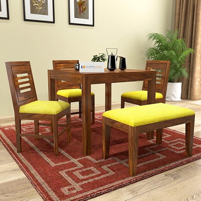 Decura Solid Sheesham Wood Dining Table 4 Seater Four Seater Dinning